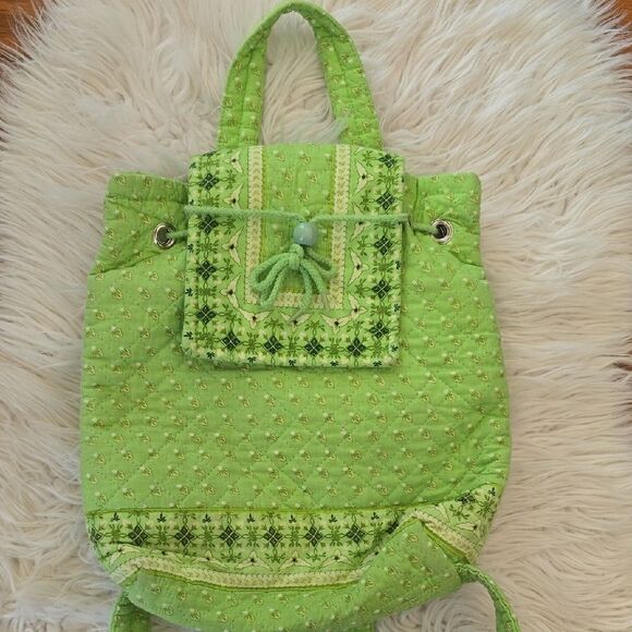 Green Quilted Patterned Backpack - Picture 2 of 6